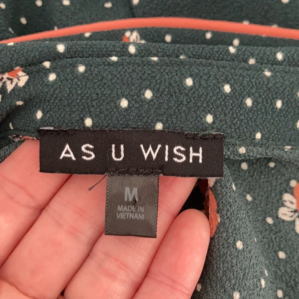 As U Wish Green Floral Mini Dress, Size M - Picture 9 of 11